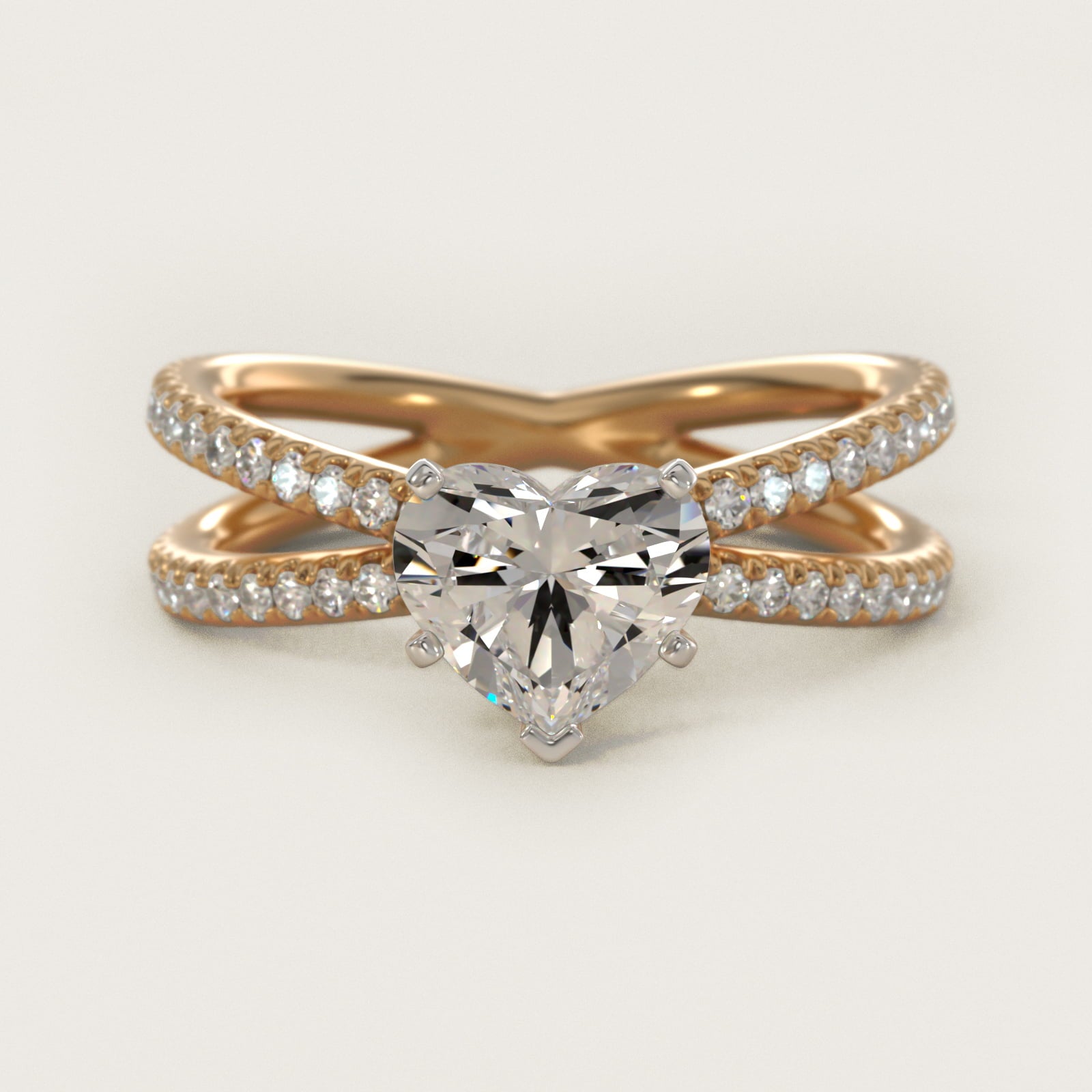Blue Nile Studio Empress Diamond Engagement Ring in 18k Yellow Gold (1/3 ct. tw.) - Heart Center