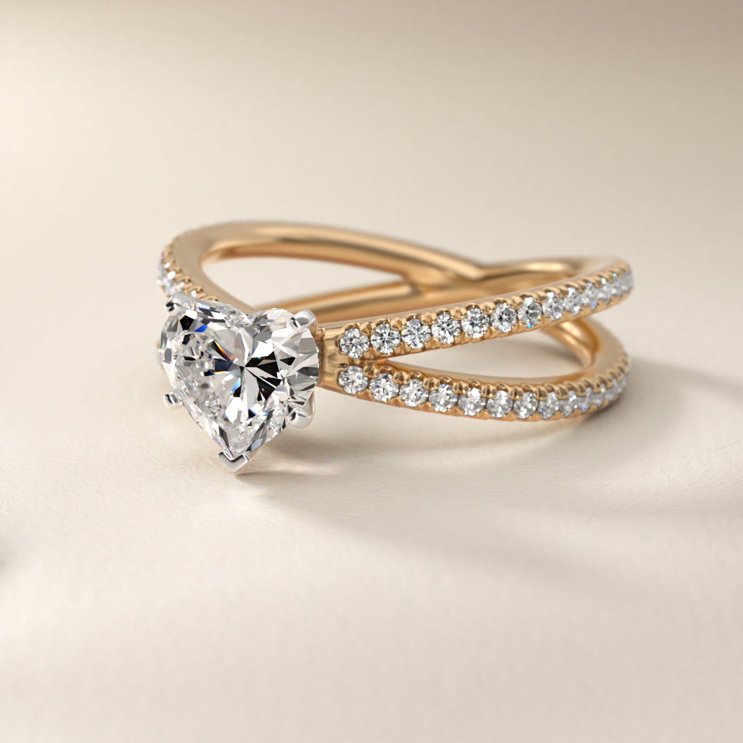 Blue Nile Studio Empress Diamond Engagement Ring in 14K Yellow Gold (1/3 ct. tw.) - Heart Center