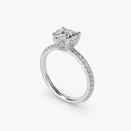 Blue Nile Studio Petite French PavŽ Crown Diamond Engagement Ring in Platinum (1/3 ct. tw.) - Heart Center