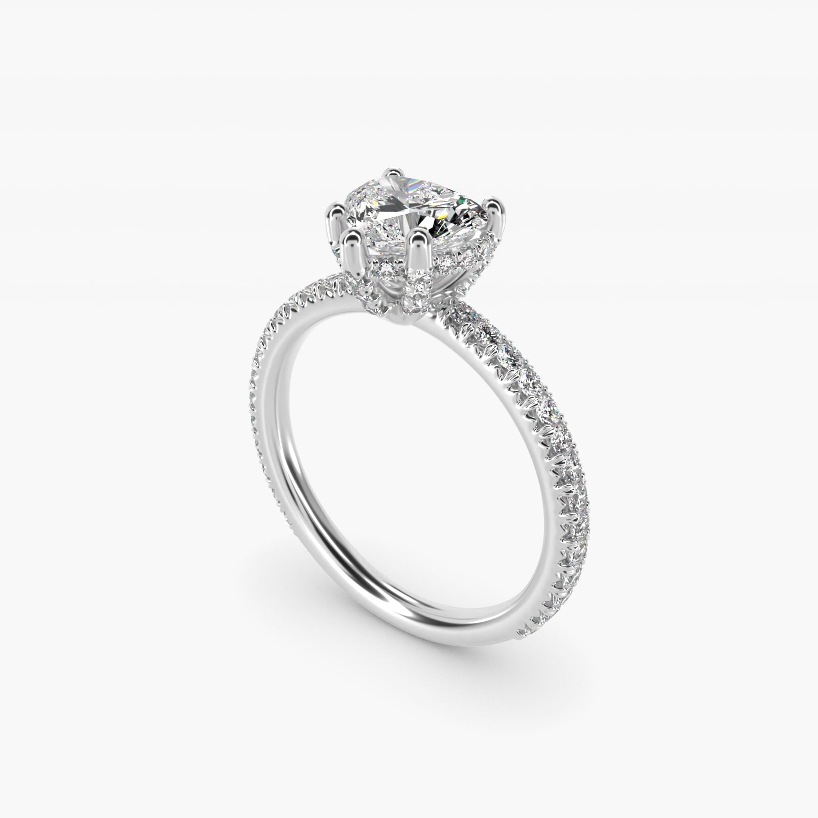 Blue Nile Studio Imperial Micropav? Diamond Engagement Ring in Platinum (3/8 ct. tw.) - Heart Center
