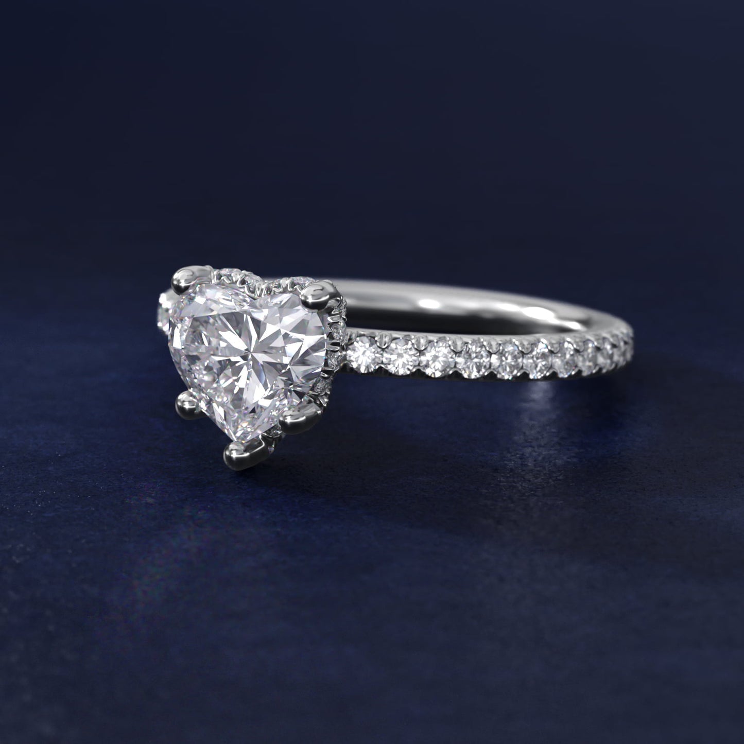 Blue Nile Studio Petite French PavŽ Crown Diamond Engagement Ring in Platinum (1/3 ct. tw.) - Heart Center
