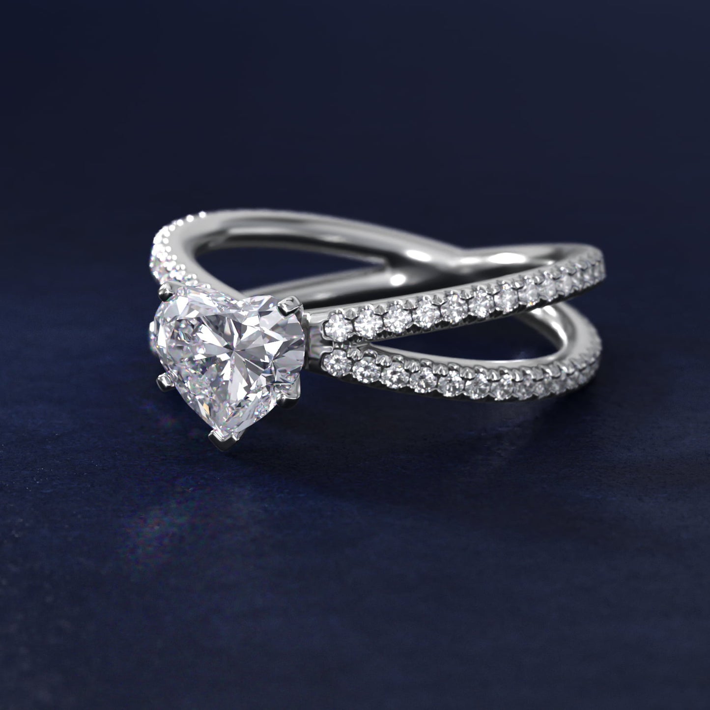 Blue Nile Studio Empress Diamond Engagement Ring in Platinum (1/3 ct. tw.) - Heart Center