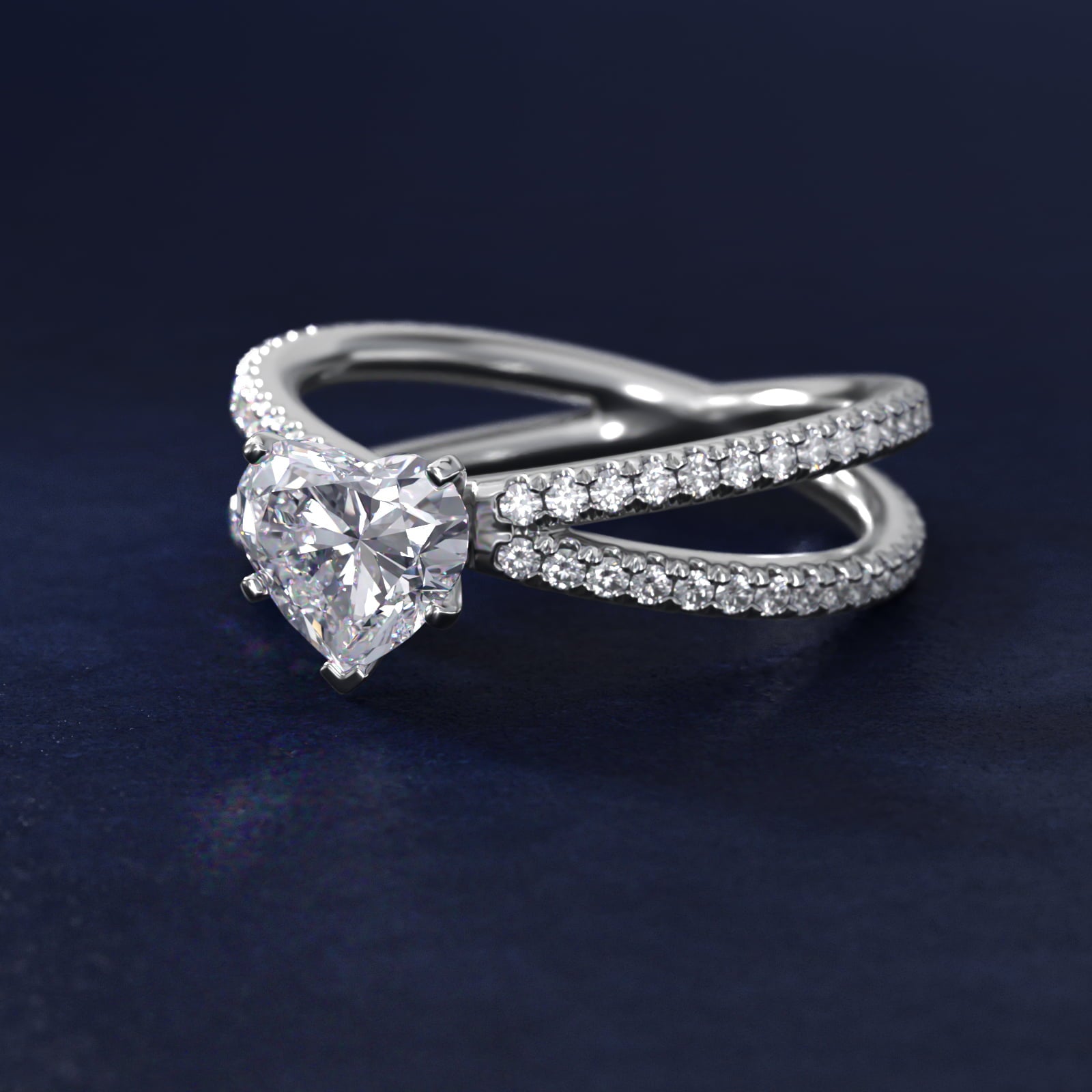 Blue Nile Studio Empress Diamond Engagement Ring in Platinum (1/3 ct. tw.) - Heart Center