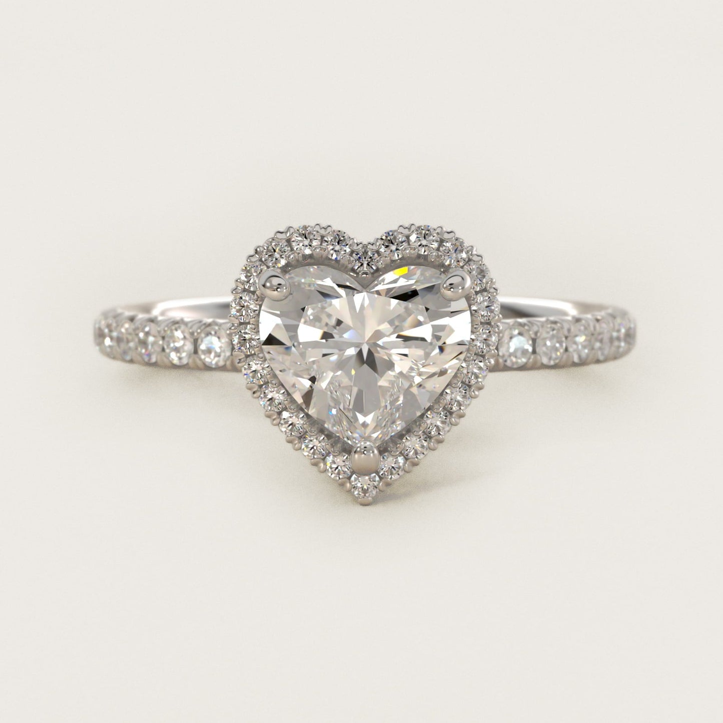 Blue Nile Studio French Pav? Diamond Crown Solitaire Engagement Ring in Platinum (1/6 ct. tw.) - Heart Center