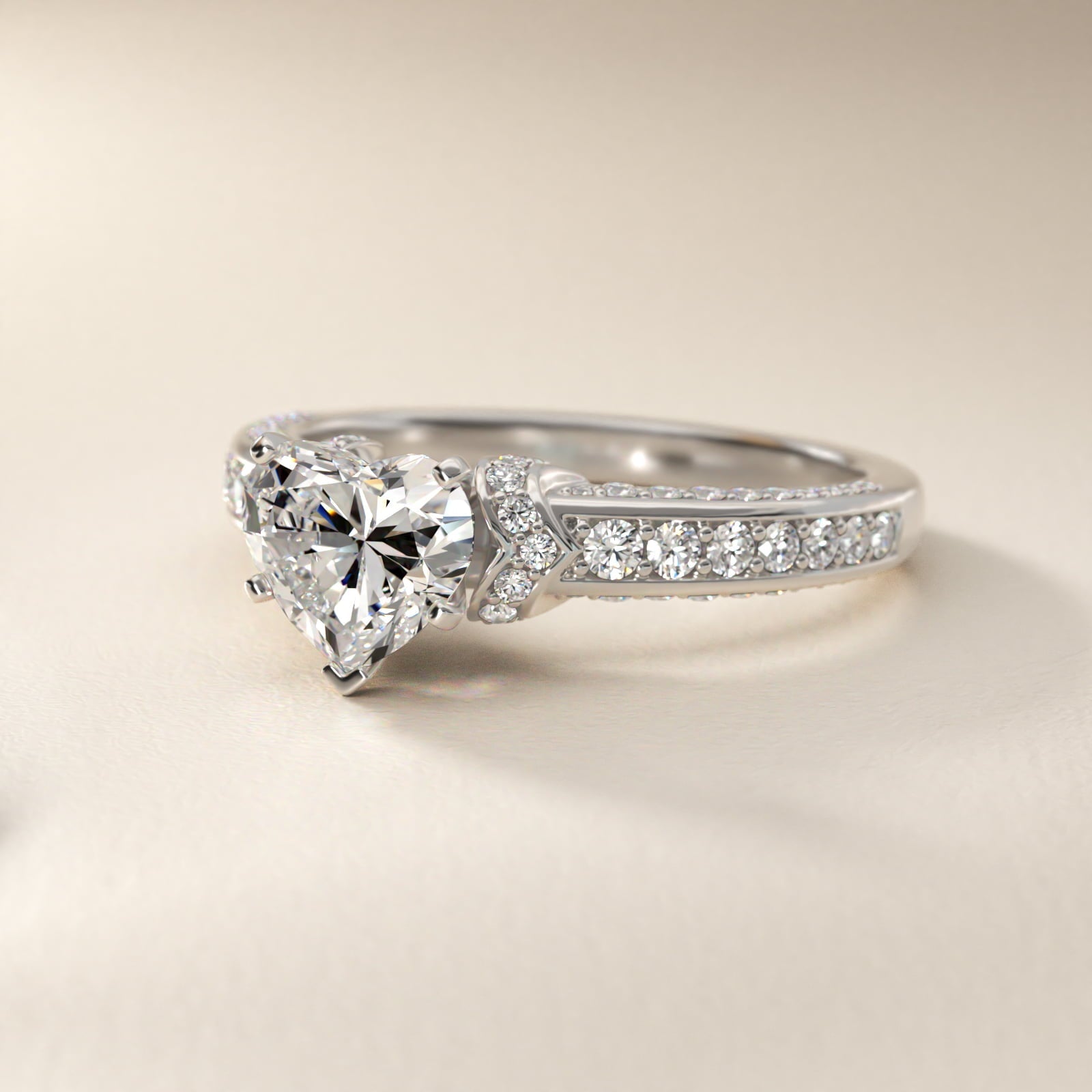 Blue Nile Studio Imperial Micropav? Diamond Engagement Ring in Platinum (3/8 ct. tw.) - Heart Center