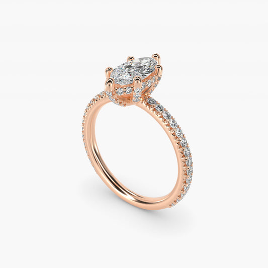 Blue Nile Studio Petite French PavŽ Crown Diamond Engagement Ring in 18k Rose Gold (1/3 ct. tw.) - Marquise Center