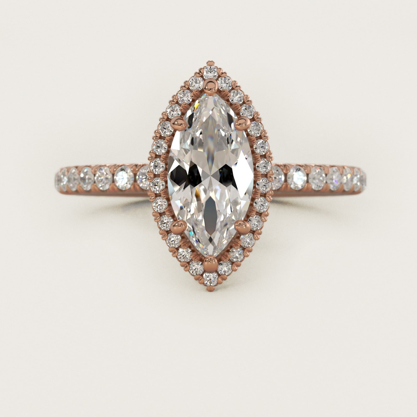 Blue Nile Studio Heiress Halo Diamond Engagement Ring in 18k Rose Gold - Marquise Center