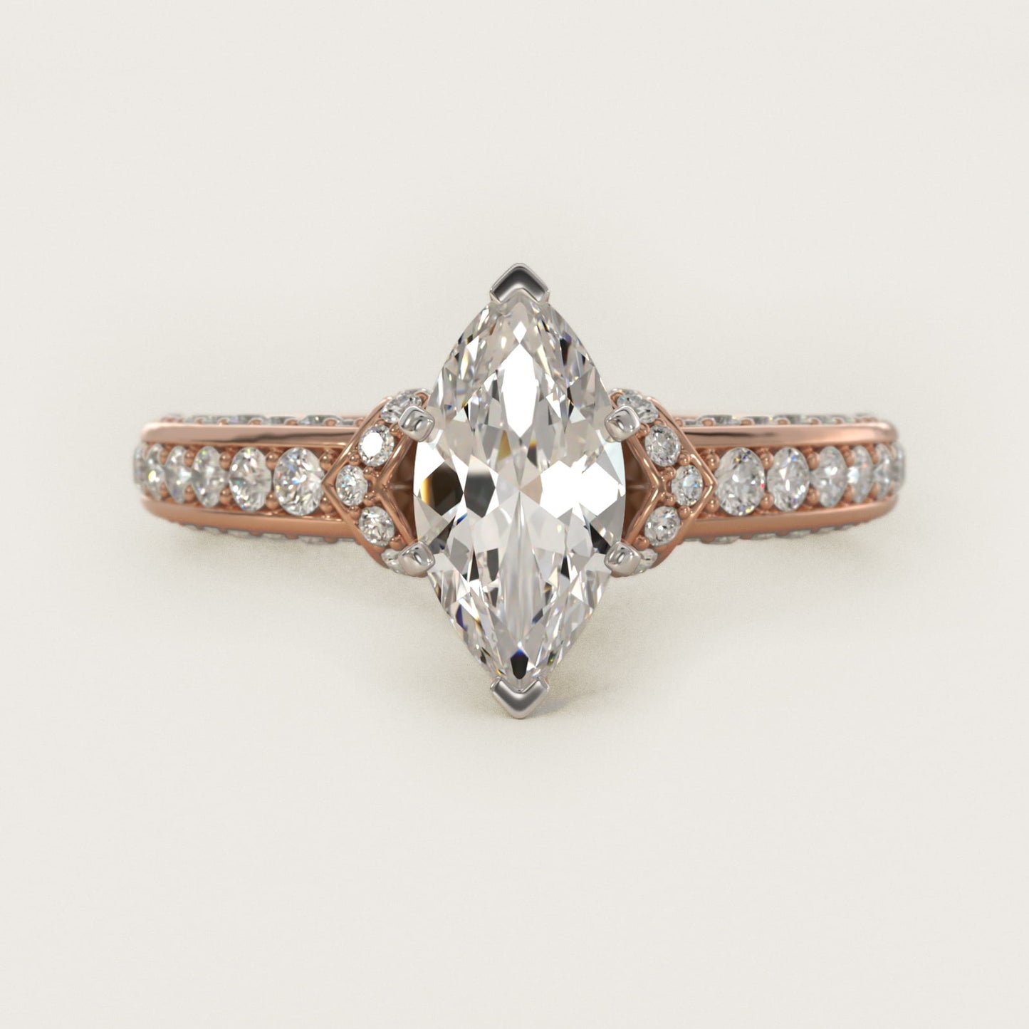 Blue Nile Studio Imperial MicropavŽ Diamond Engagement Ring in 14k Rose Gold (3/8 ct. tw.) - Marquise Center
