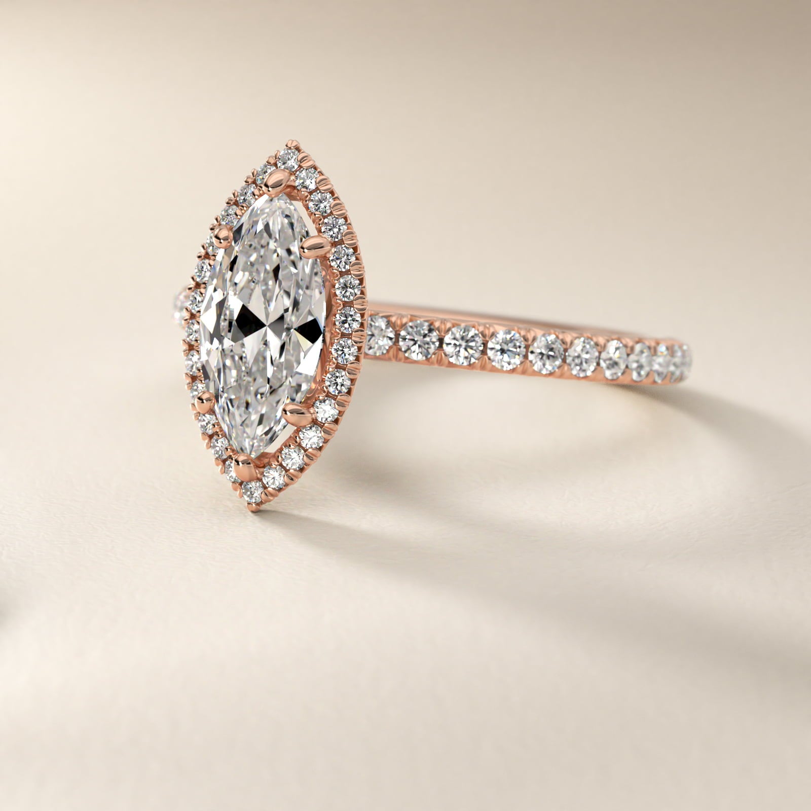 Blue Nile Studio Heiress Halo Diamond Engagement Ring in 18k Rose Gold - Marquise Center