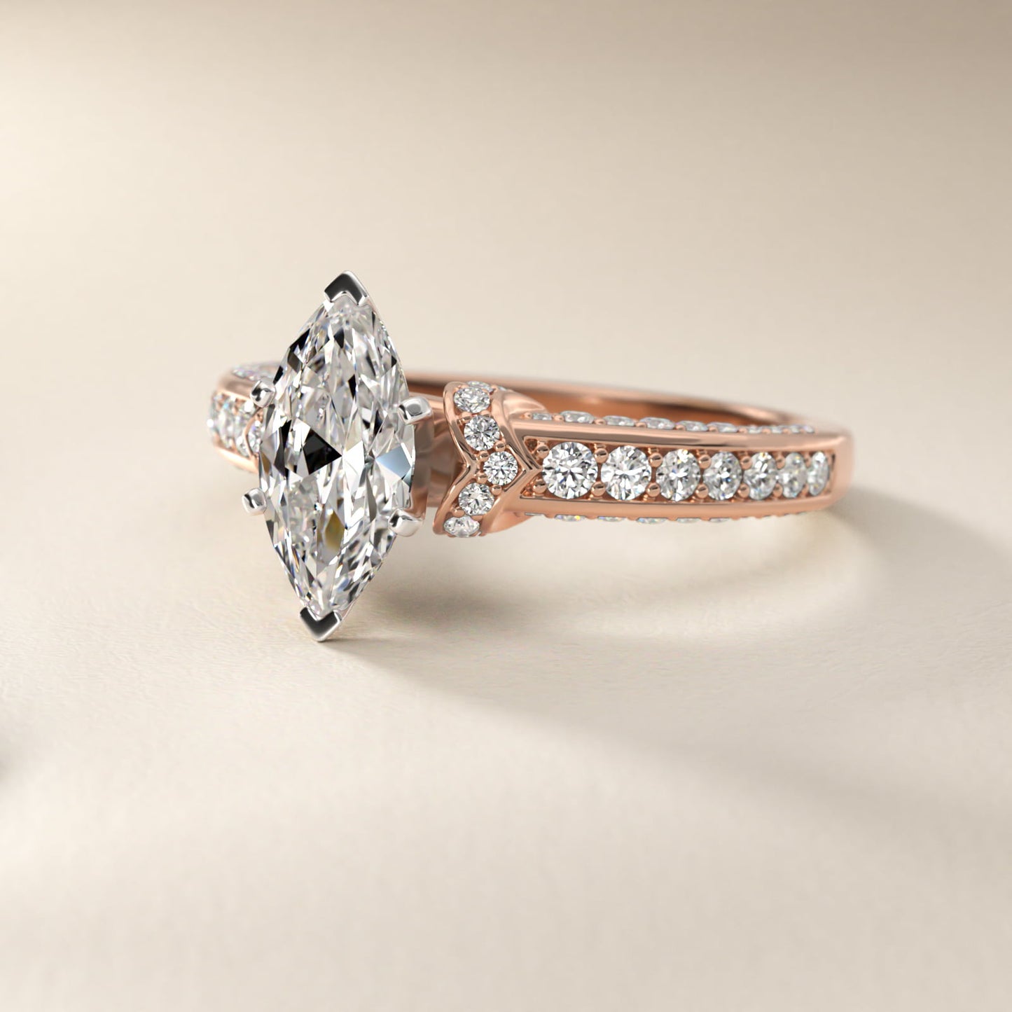 Blue Nile Studio Imperial MicropavŽ Diamond Engagement Ring in 14k Rose Gold (3/8 ct. tw.) - Marquise Center