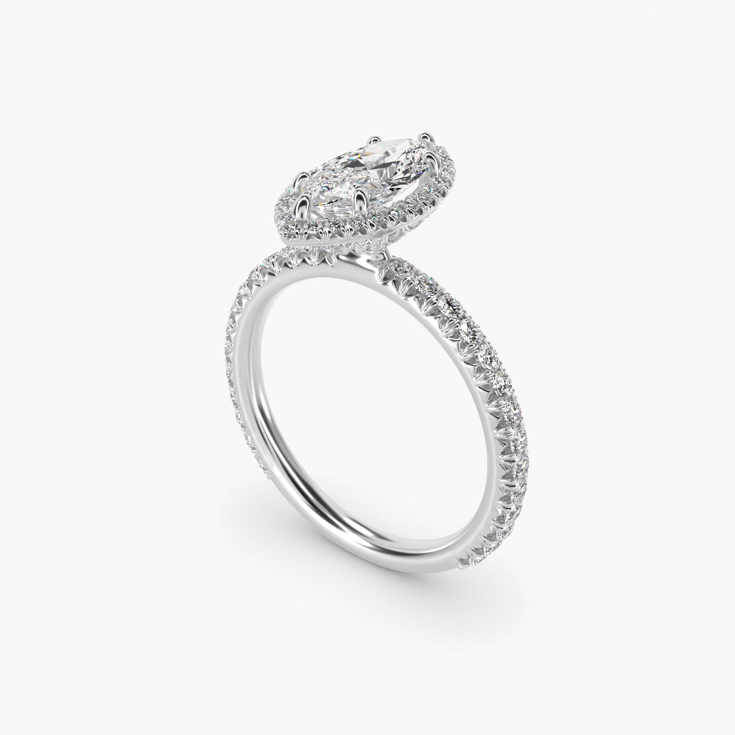 Blue Nile Studio Heiress Halo Diamond Engagement Ring in 14K White Gold - Marquise Center