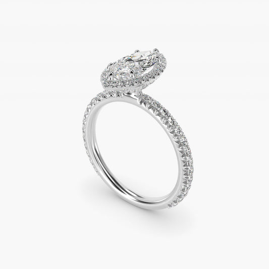 Blue Nile Studio Heiress Halo Diamond Engagement Ring in 14K White Gold - Marquise Center