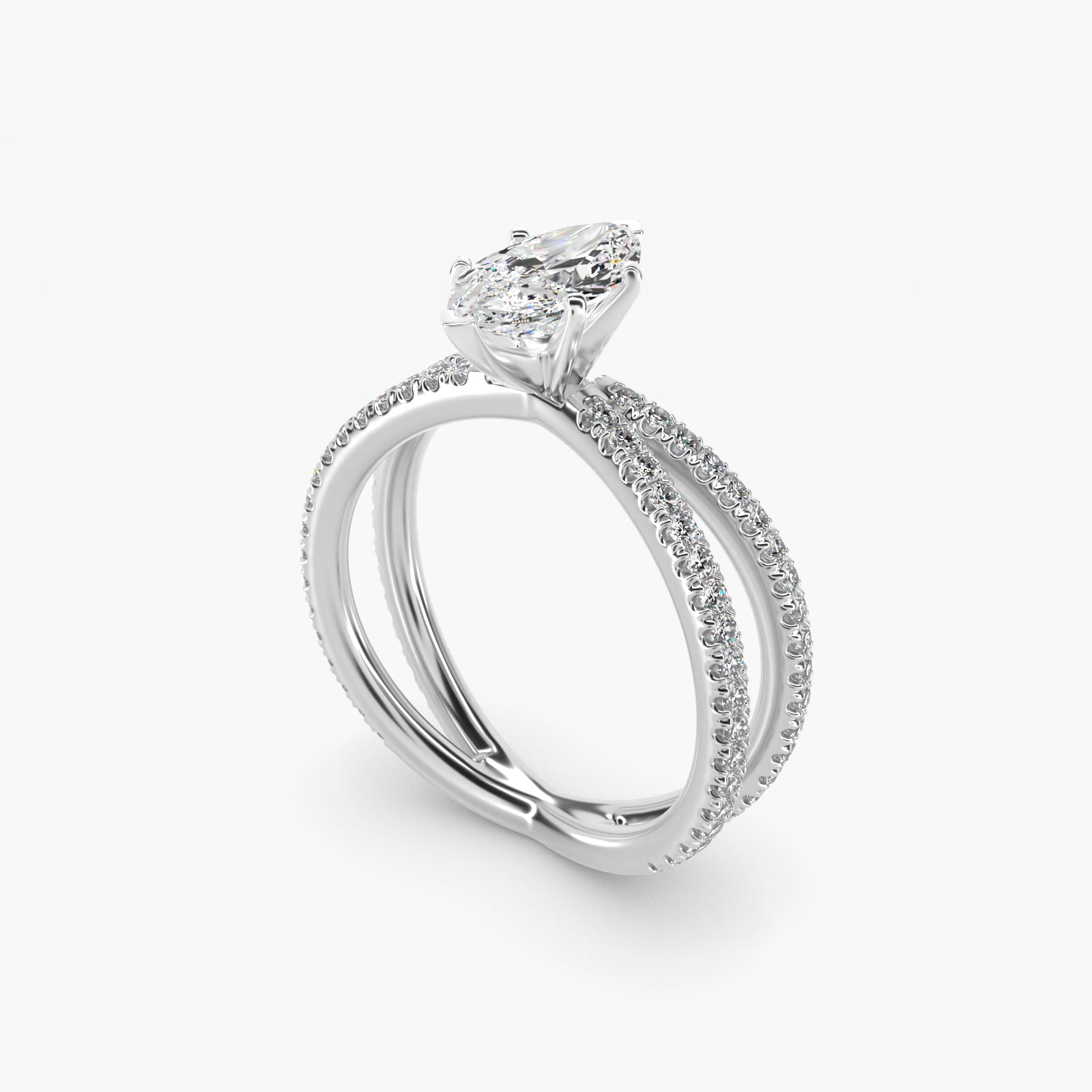 Blue Nile Studio Empress Diamond Engagement Ring in 18k White Gold (1/3 ct. tw.) - Marquise Center