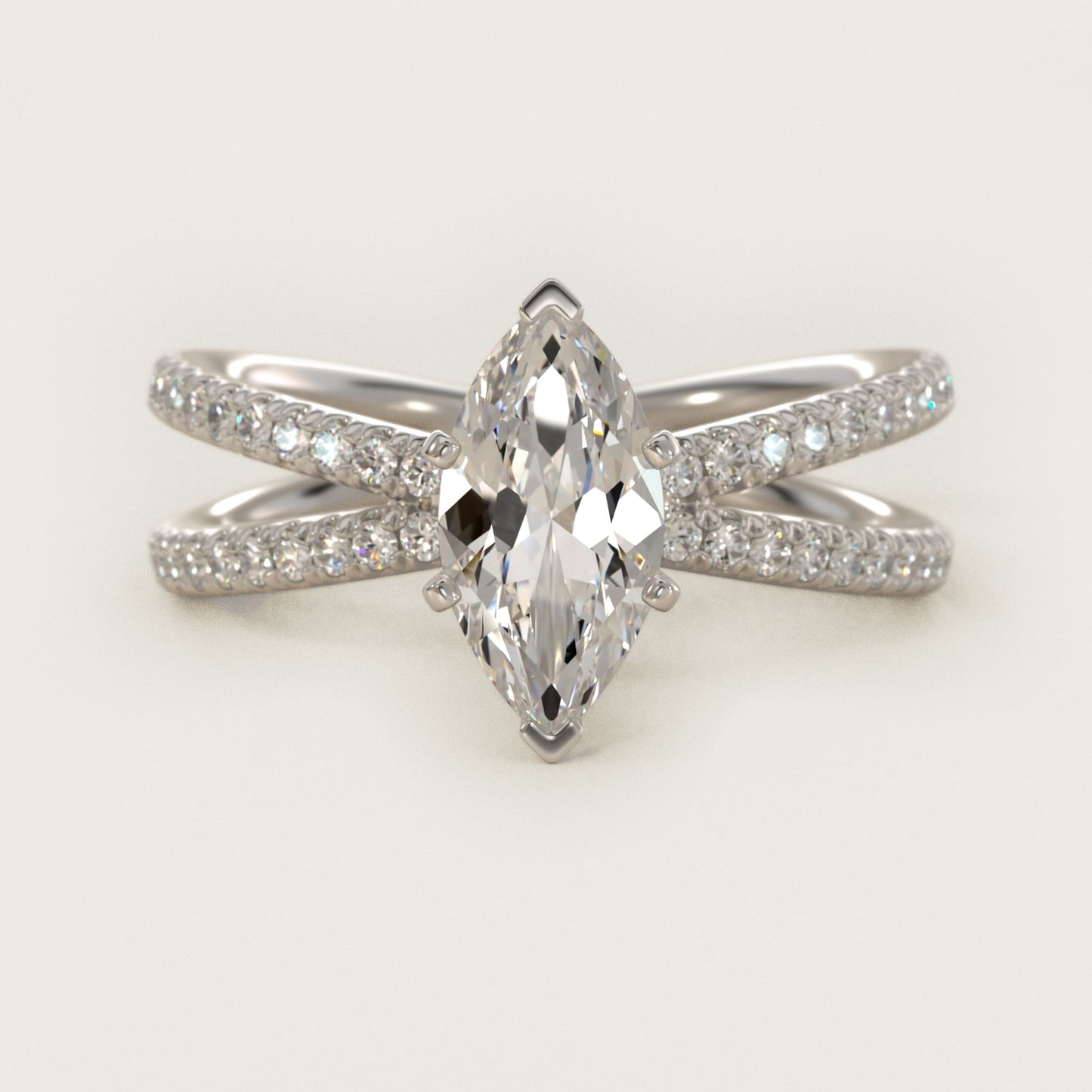 Blue Nile Studio Empress Diamond Engagement Ring in 14k White Gold (1/3 ct. tw.) - Marquise Center