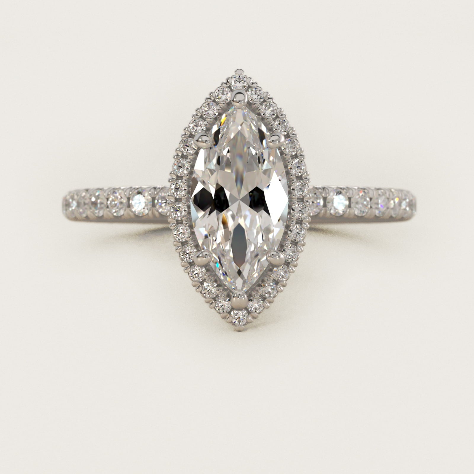 Blue Nile Studio Heiress Halo Diamond Engagement Ring in 18k White Gold - Marquise Center