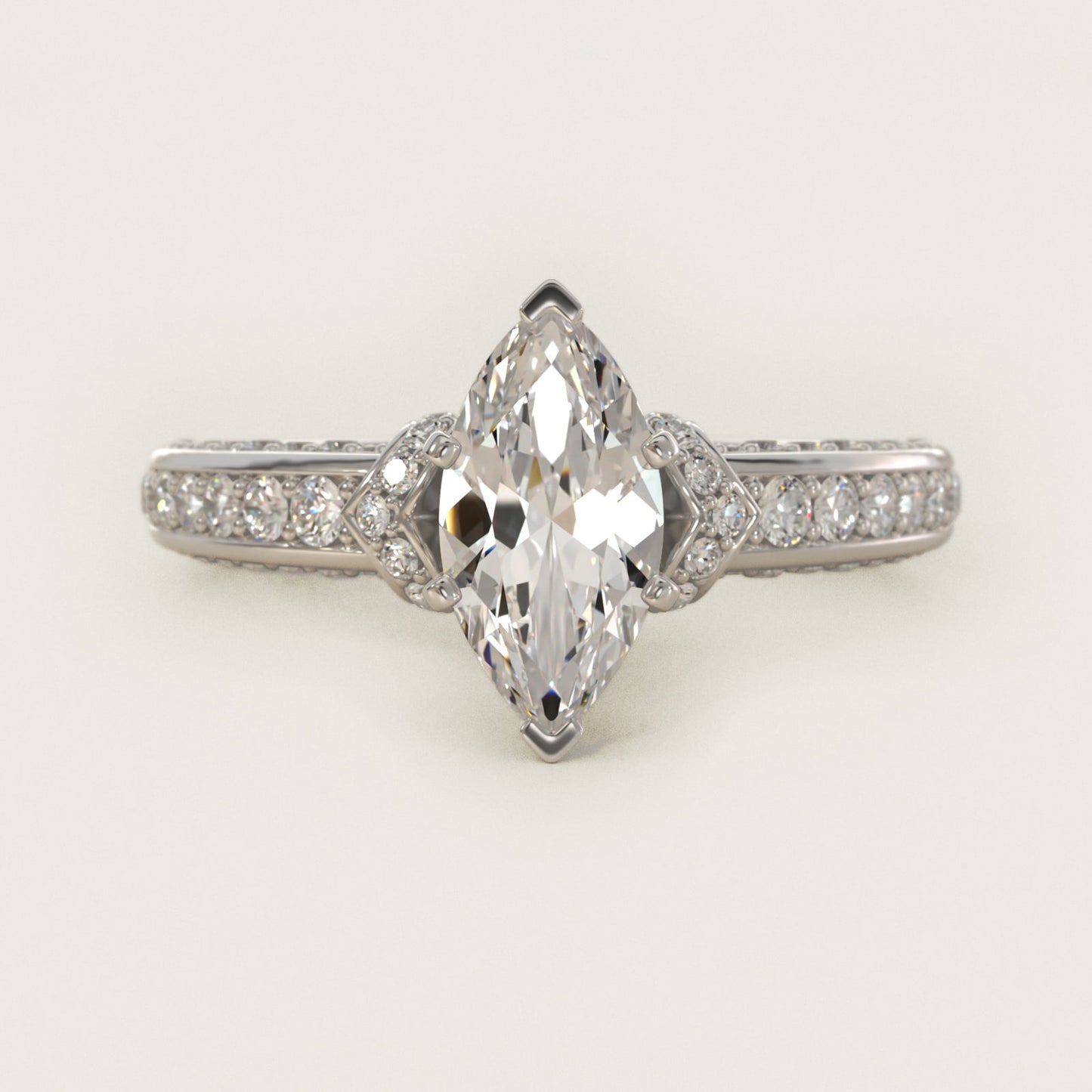 Blue Nile Studio Imperial MicropavŽ Diamond Engagement Ring in 14k White Gold (3/8 ct. tw.) - Marquise Center
