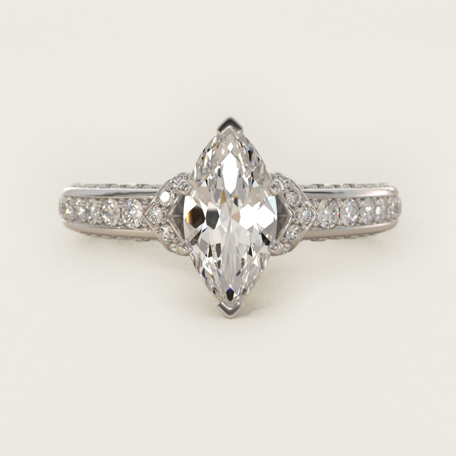 Blue Nile Studio Imperial MicropavŽ Diamond Engagement Ring in 14k White Gold (3/8 ct. tw.) - Marquise Center