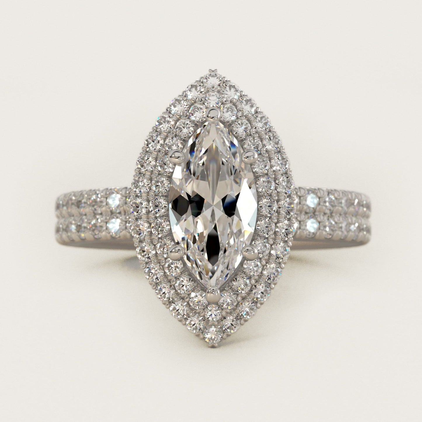 Blue Nile Studio Imperial Micropav? Diamond Engagement Ring in 18k White Gold (3/8 ct. tw.) - Marquise Center