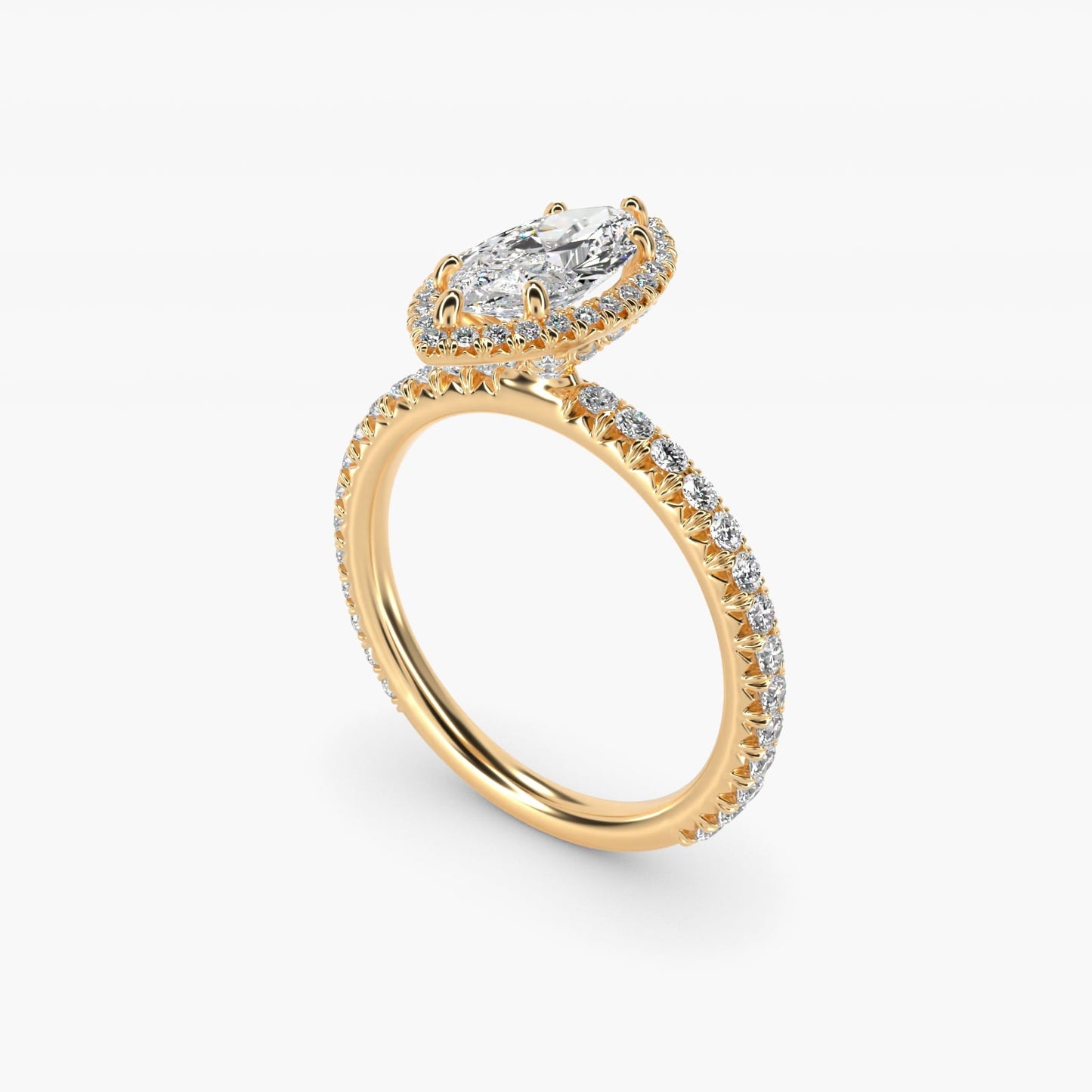 Blue Nile Studio Imperial Micropav? Diamond Engagement Ring in 18k Yellow Gold (3/8 ct. tw.) - Marquise Center