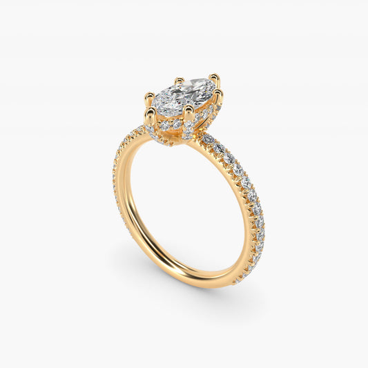 Blue Nile Studio Petite French PavŽ Crown Diamond Engagement Ring in 14K Yellow Gold (1/3 ct. tw.) - Marquise Center