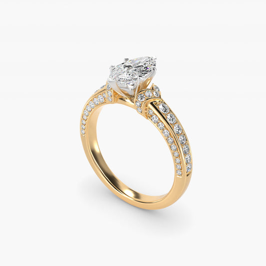 Blue Nile Studio Imperial MicropavŽ Diamond Engagement Ring in 14K Yellow Gold (3/8 ct. tw.) - Marquise Center