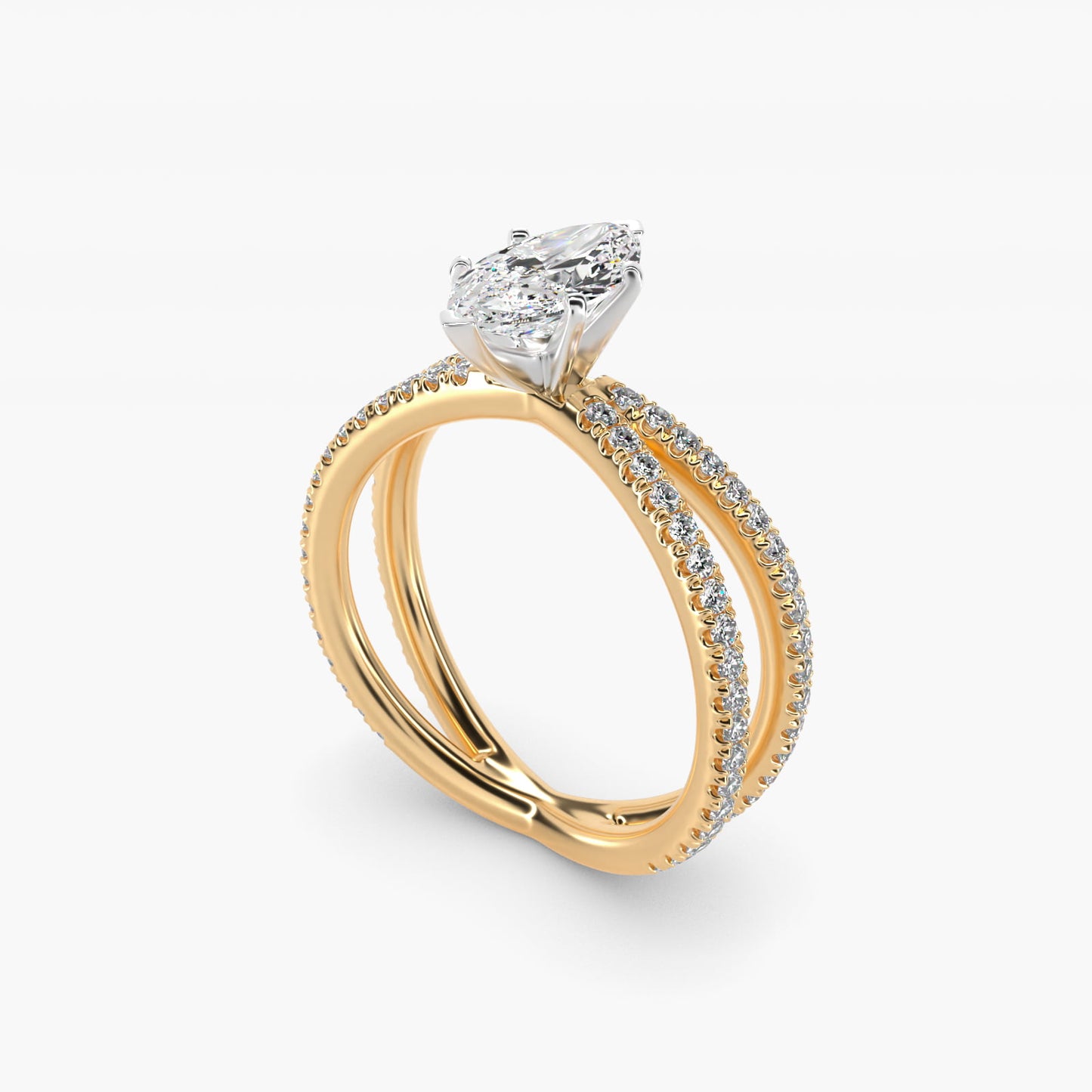 Blue Nile Studio Empress Diamond Engagement Ring in 14K Yellow Gold (1/3 ct. tw.) - Marquise Center