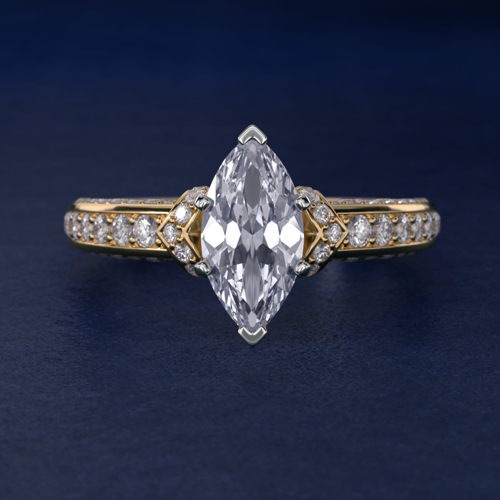Blue Nile Studio Imperial Micropav? Diamond Engagement Ring in 18k Yellow Gold (3/8 ct. tw.) - Marquise Center