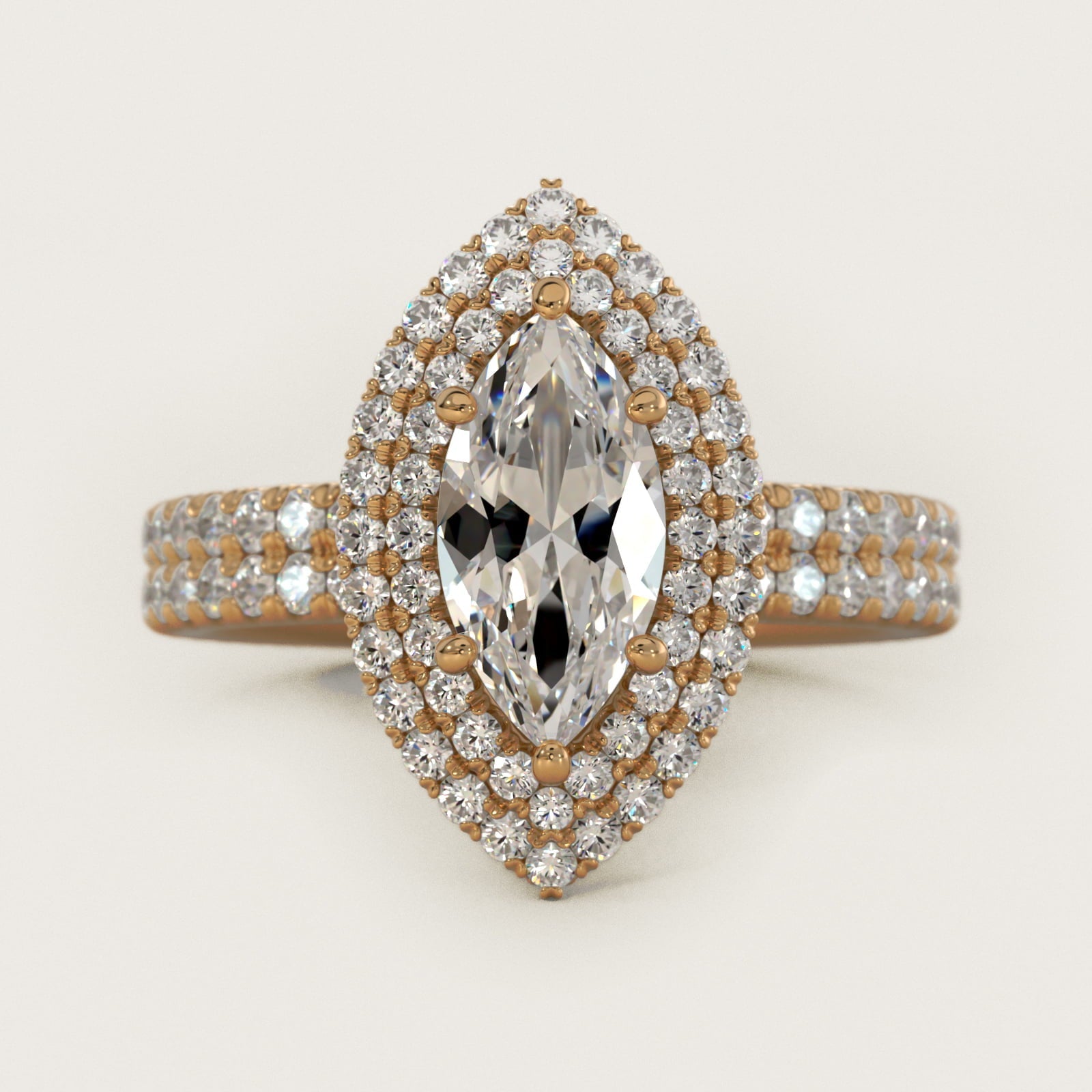 Blue Nile Studio Imperial Micropav? Diamond Engagement Ring in 18k Yellow Gold (3/8 ct. tw.) - Marquise Center