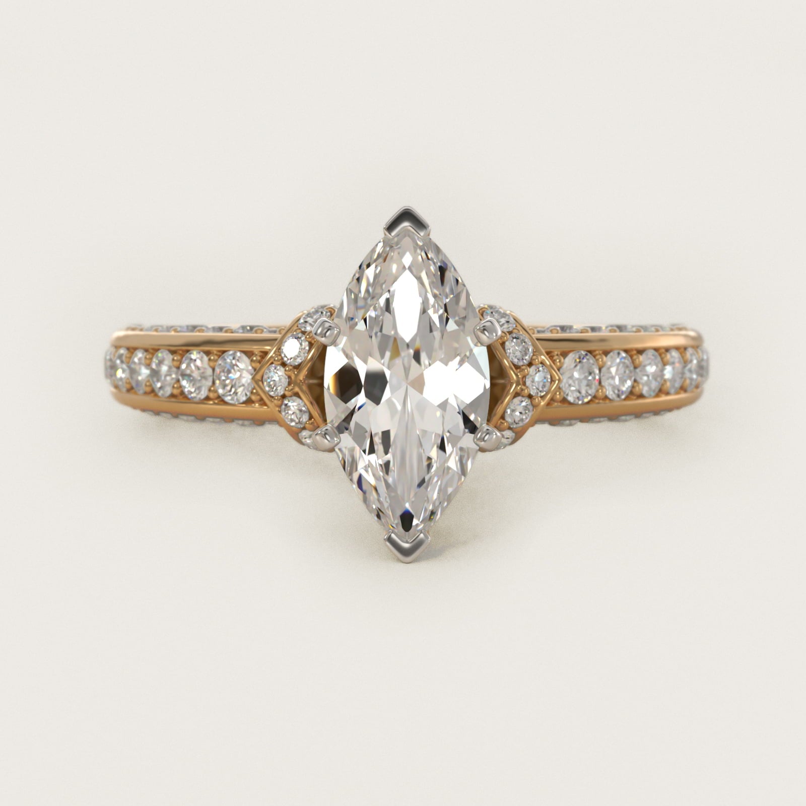 Blue Nile Studio Imperial MicropavŽ Diamond Engagement Ring in 14K Yellow Gold (3/8 ct. tw.) - Marquise Center