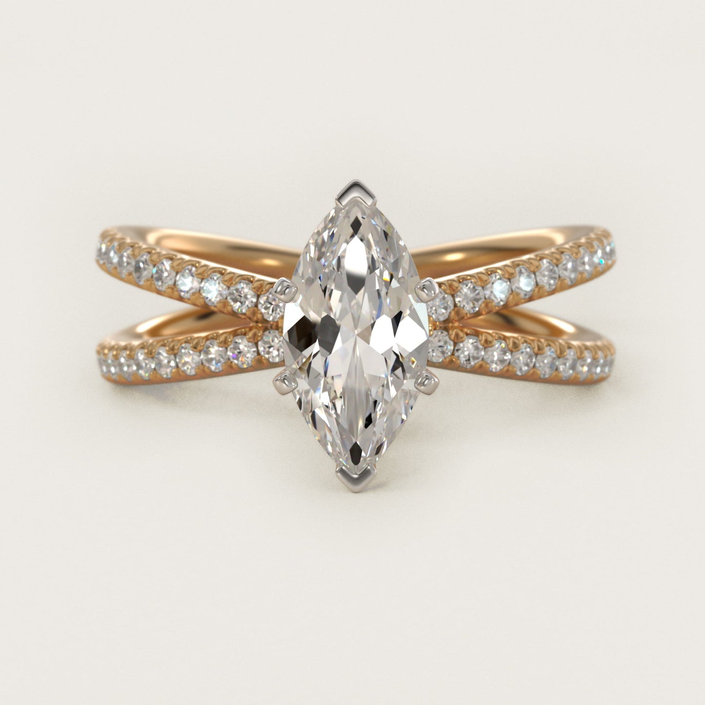 Blue Nile Studio Empress Diamond Engagement Ring in 18k Yellow Gold (1/3 ct. tw.) - Marquise Center