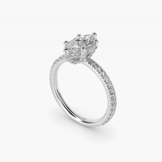 Blue Nile Studio Petite French PavŽ Crown Diamond Engagement Ring in Platinum (1/3 ct. tw.) - Marquise Center