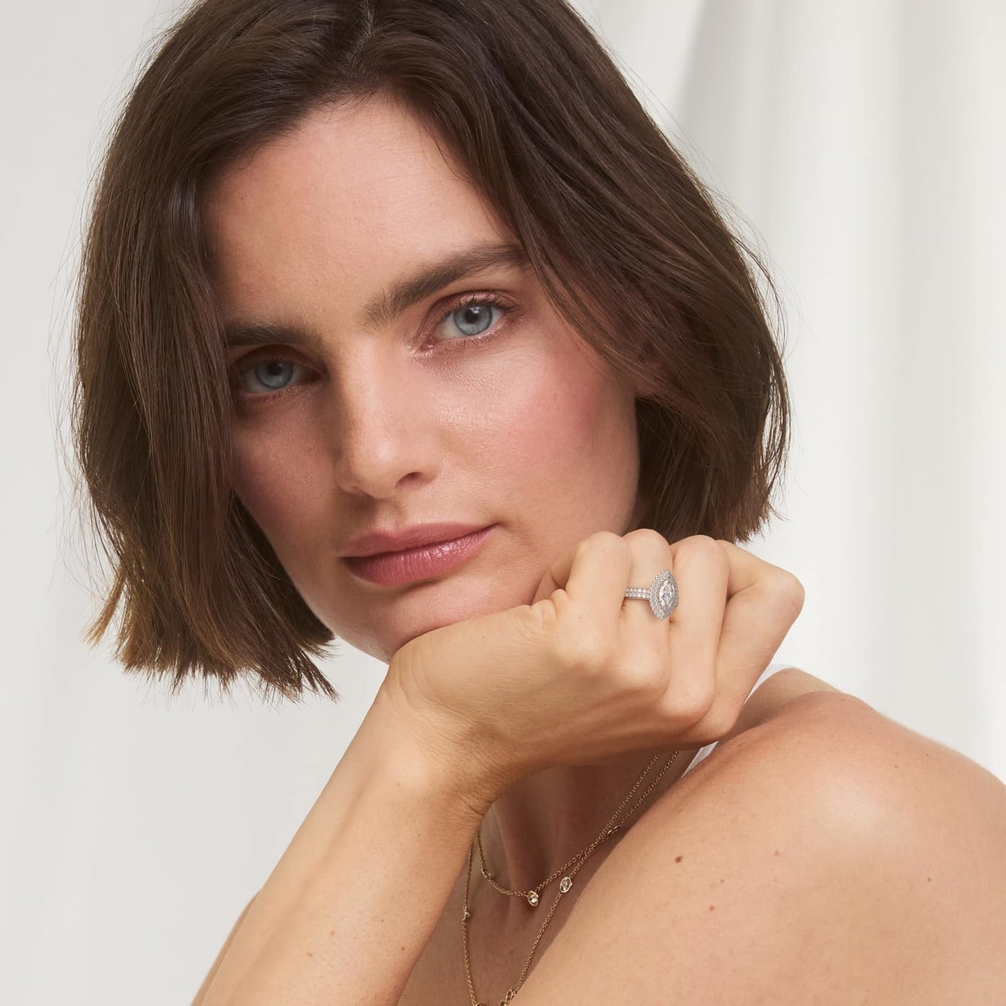 Blue Nile Studio Double Halo Gala Diamond Engagement Ring in Platinum (7/8 ct. tw.) - Marquise Center