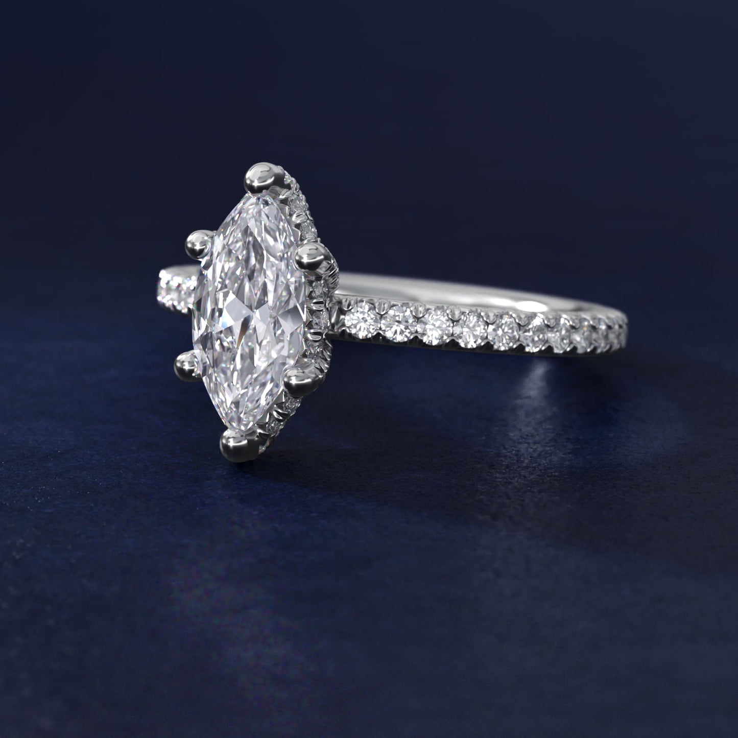 Blue Nile Studio Petite French PavŽ Crown Diamond Engagement Ring in Platinum (1/3 ct. tw.) - Marquise Center