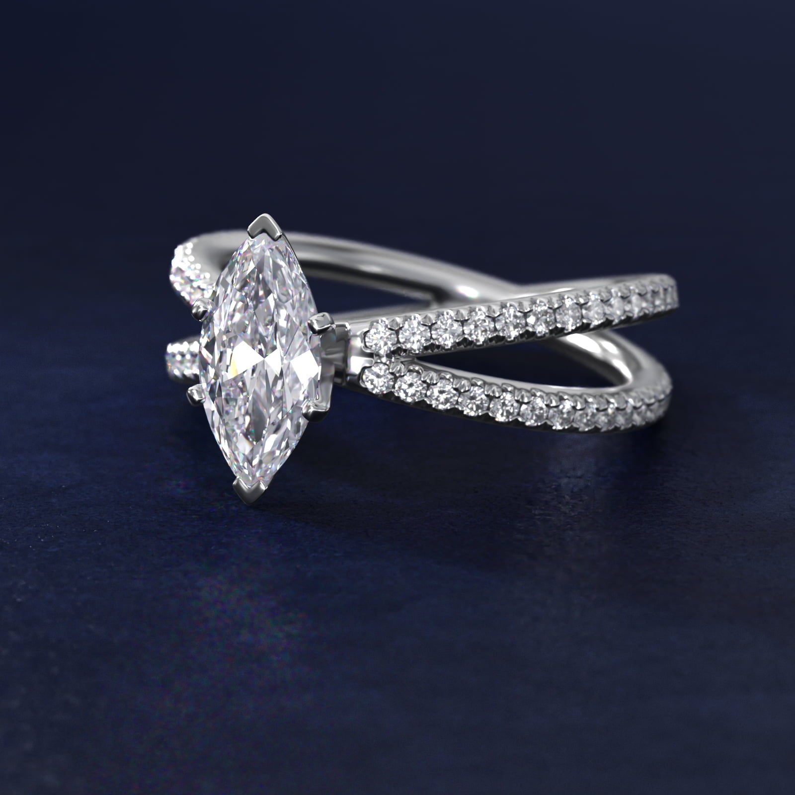 Blue Nile Studio Empress Diamond Engagement Ring in Platinum (1/3 ct. tw.) - Marquise Center
