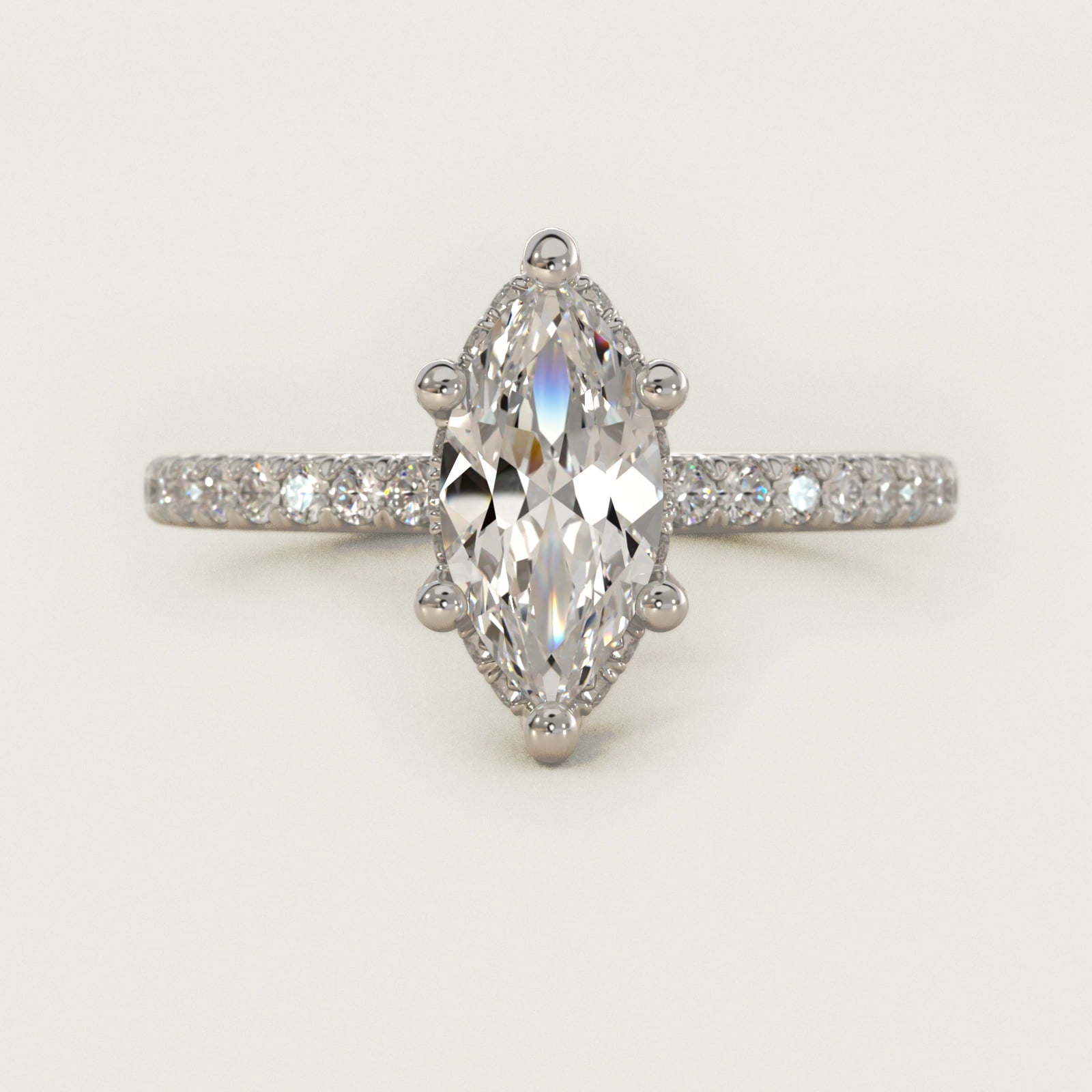 Blue Nile Studio Petite French PavŽ Crown Diamond Engagement Ring in Platinum (1/3 ct. tw.) - Marquise Center