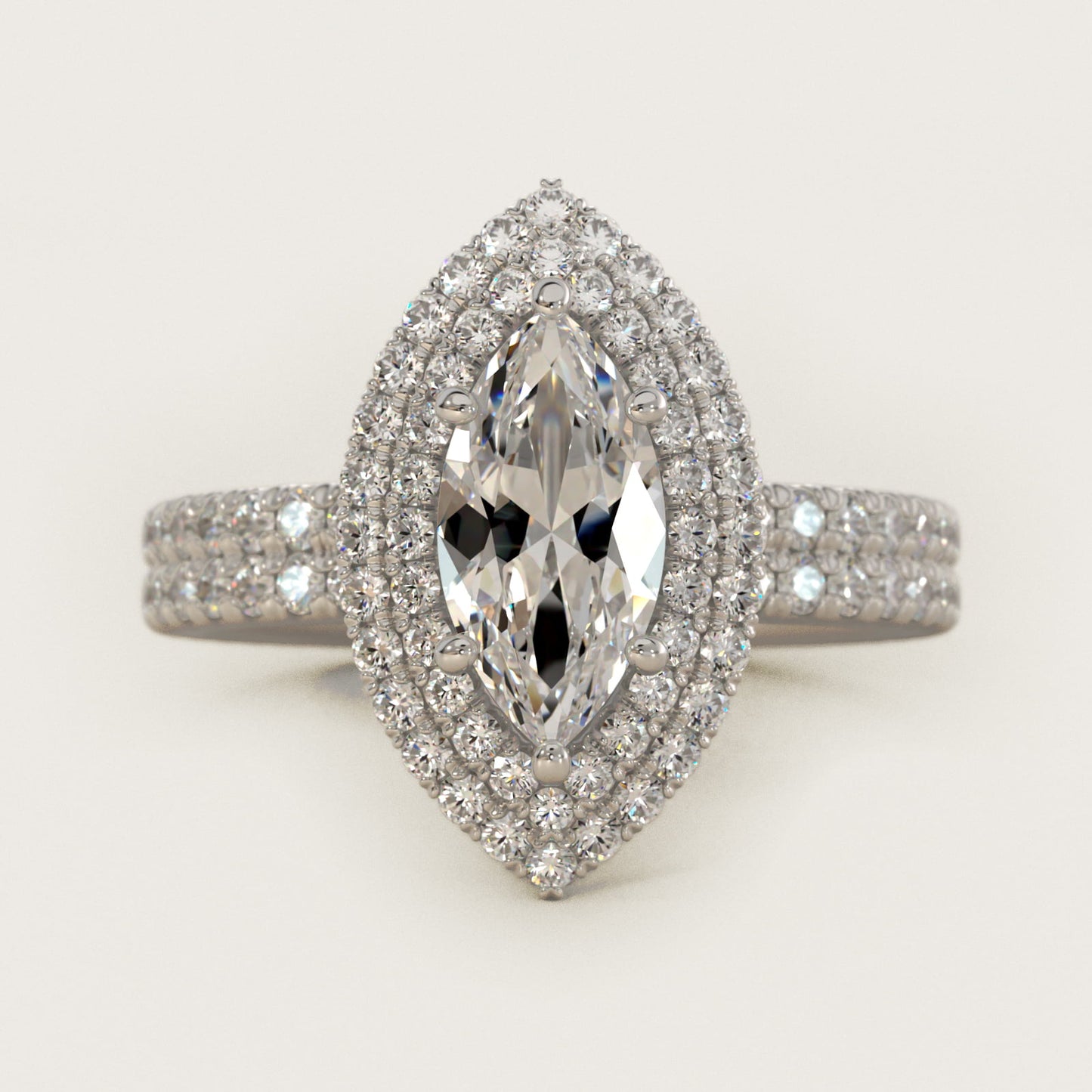 Blue Nile Studio Double Halo Gala Diamond Engagement Ring in Platinum (7/8 ct. tw.) - Marquise Center