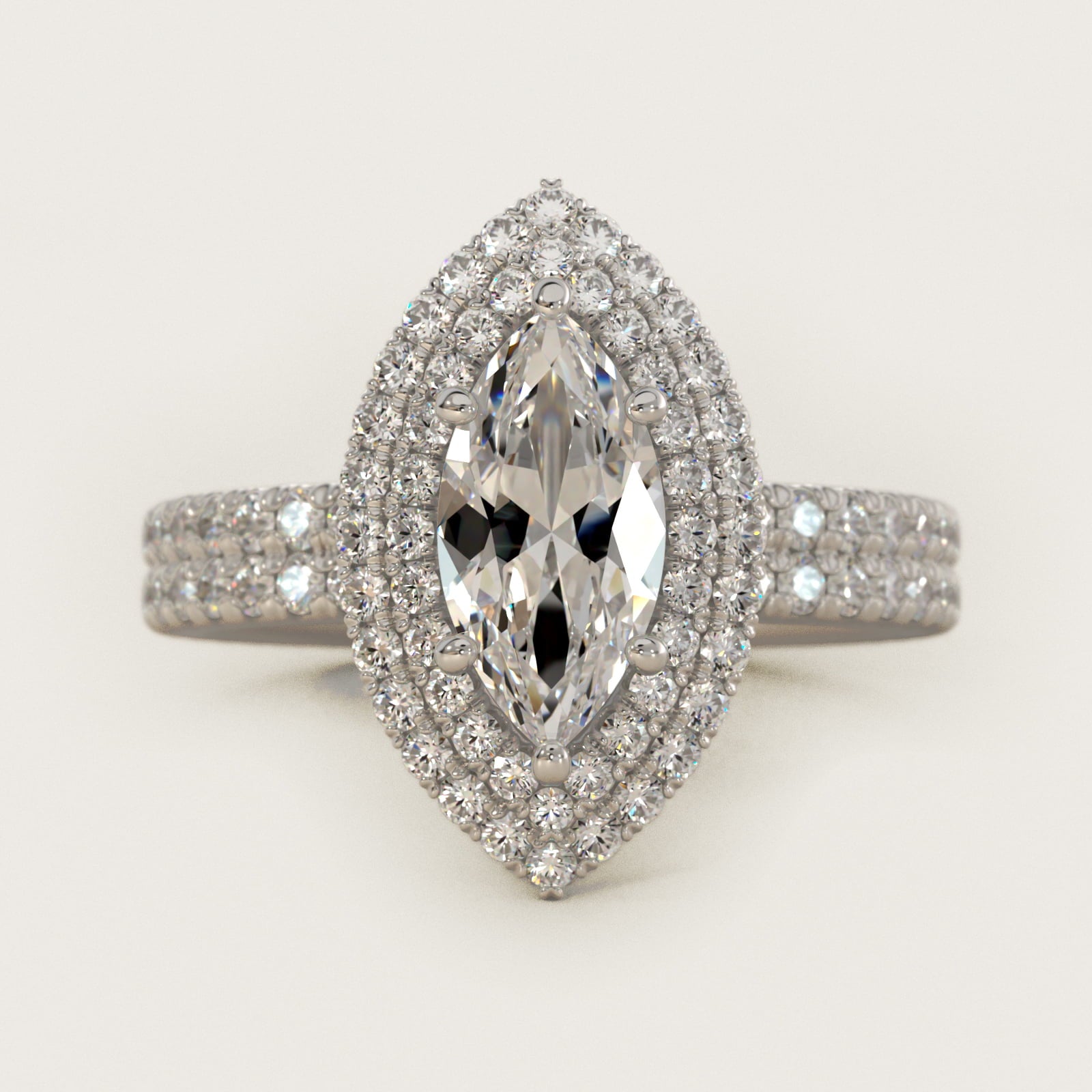 Blue Nile Studio Double Halo Gala Diamond Engagement Ring in Platinum (7/8 ct. tw.) - Marquise Center
