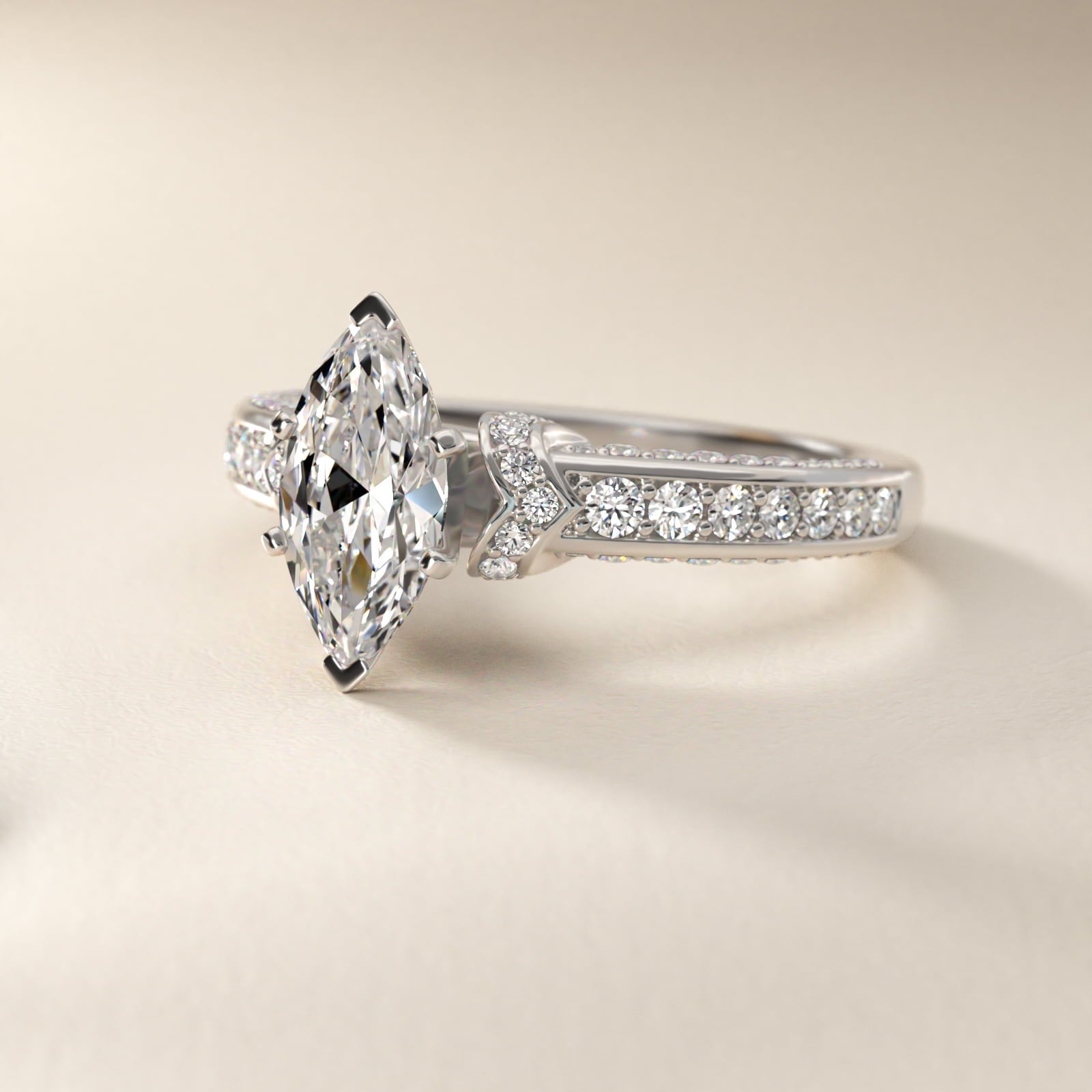 Blue Nile Studio Imperial Micropav? Diamond Engagement Ring in Platinum (3/8 ct. tw.) - Marquise Center