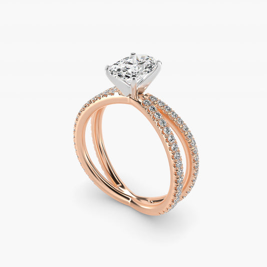 Blue Nile Studio Empress Diamond Engagement Ring in 14k Rose Gold (1/3 ct. tw.) - Oval Center