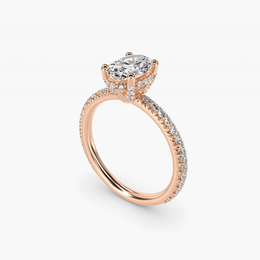 Blue Nile Studio Petite French PavŽ Crown Diamond Engagement Ring in 14k Rose Gold (1/3 ct. tw.) - Oval Center