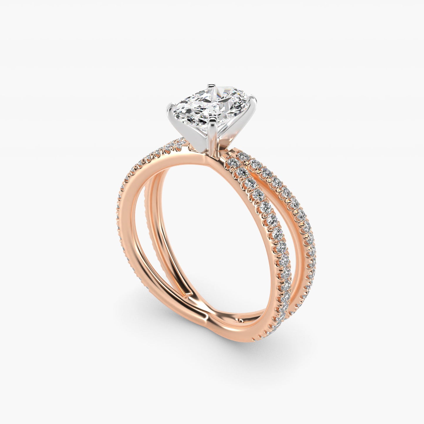 Blue Nile Studio Empress Diamond Engagement Ring in 18k Rose Gold (1/3 ct. tw.) - Oval Center