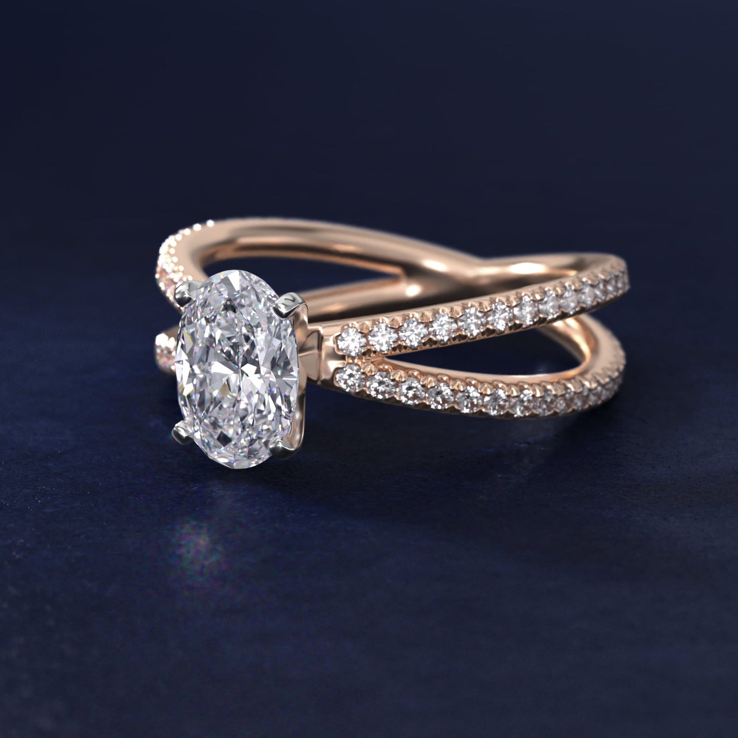 Blue Nile Studio Empress Diamond Engagement Ring in 14k Rose Gold (1/3 ct. tw.) - Oval Center
