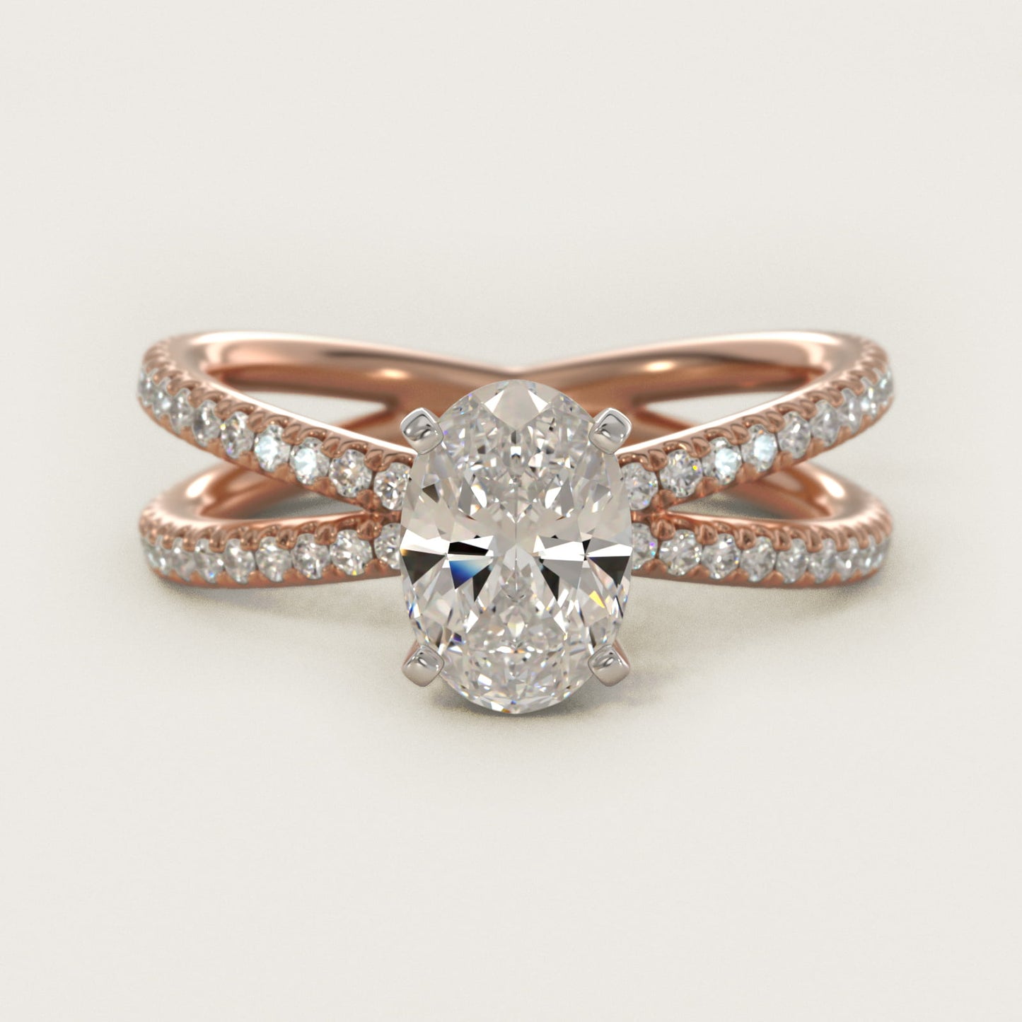 Blue Nile Studio Empress Diamond Engagement Ring in 18k Rose Gold (1/3 ct. tw.) - Oval Center