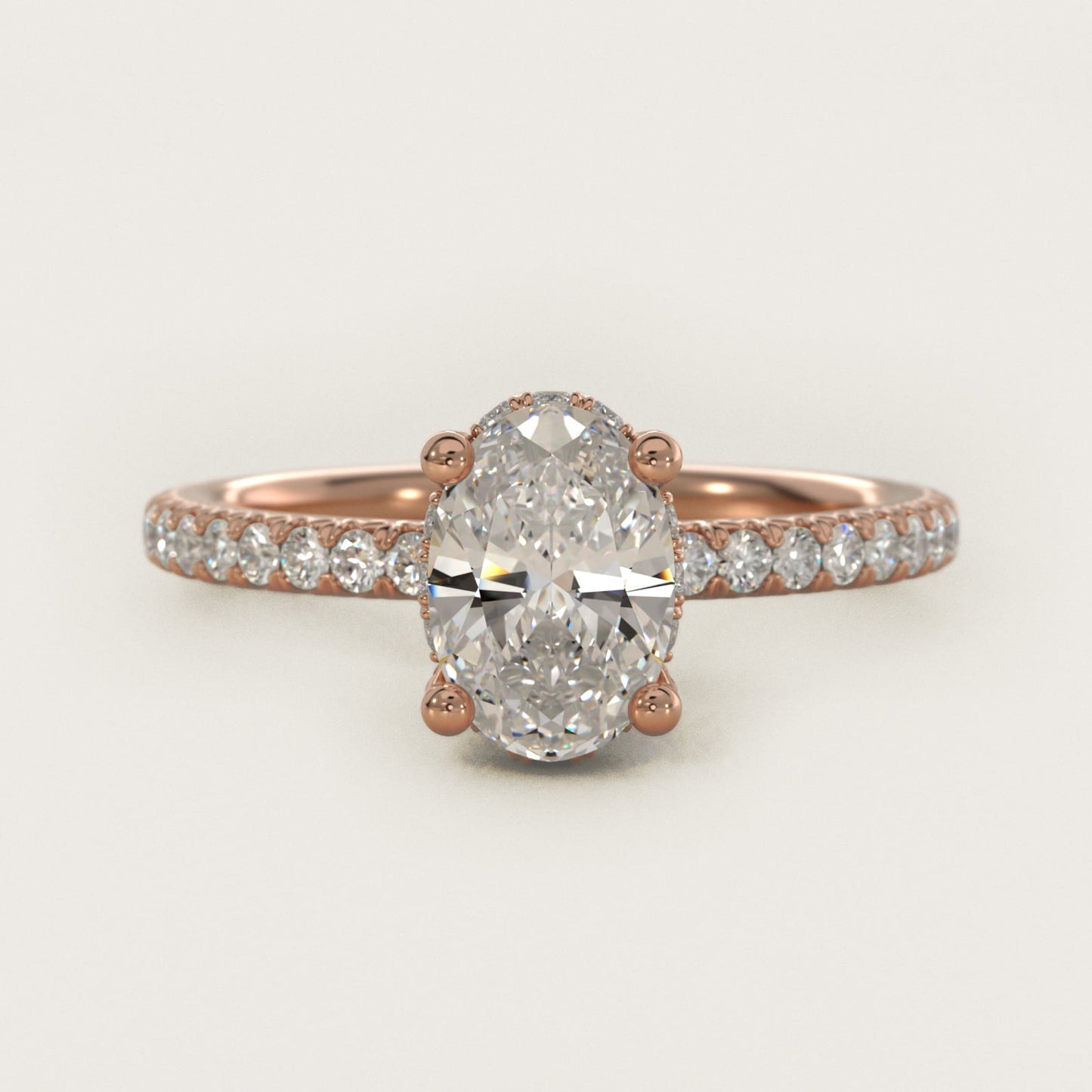 Blue Nile Studio Petite French PavŽ Crown Diamond Engagement Ring in 18k Rose Gold (1/3 ct. tw.) - Oval Center