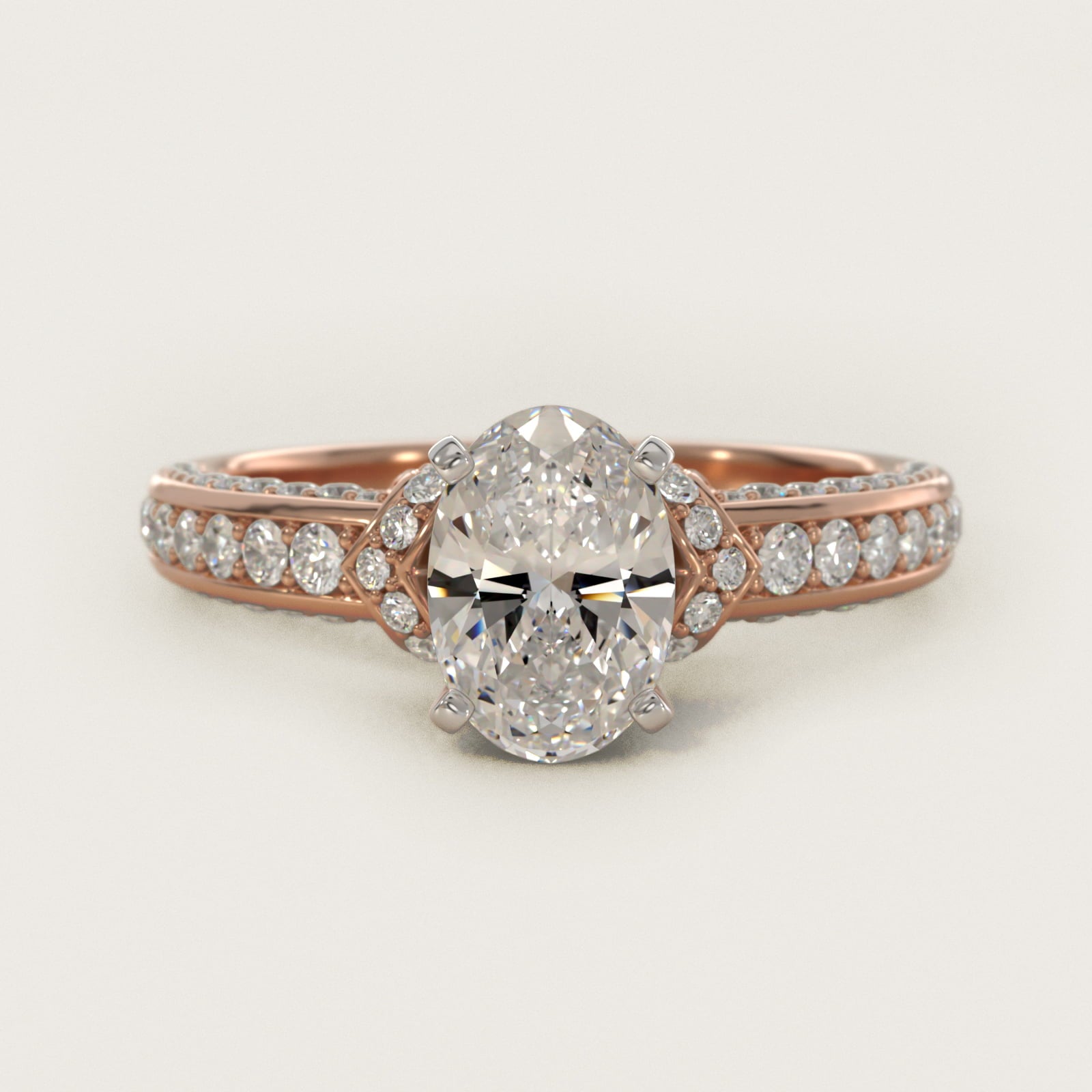 Blue Nile Studio Imperial MicropavŽ Diamond Engagement Ring in 14k Rose Gold (3/8 ct. tw.) - Oval Center