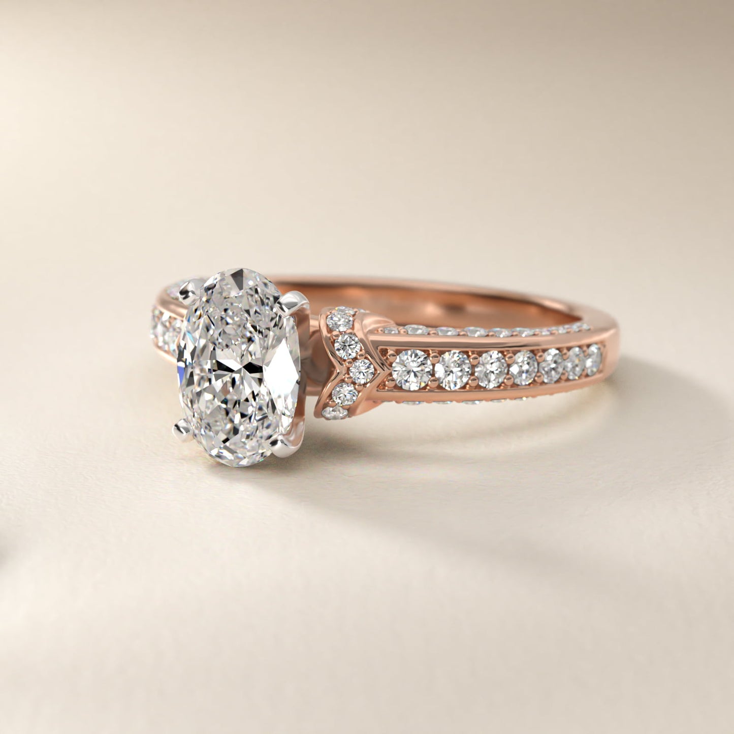 Blue Nile Studio Imperial MicropavŽ Diamond Engagement Ring in 14k Rose Gold (3/8 ct. tw.) - Oval Center