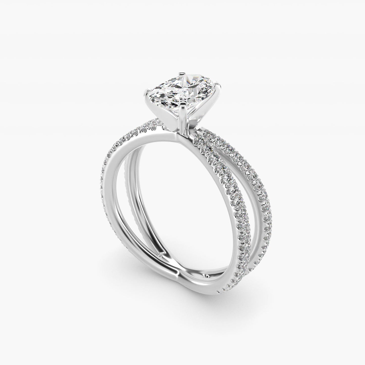 Blue Nile Studio Empress Diamond Engagement Ring in 14k White Gold (1/3 ct. tw.) - Oval Center