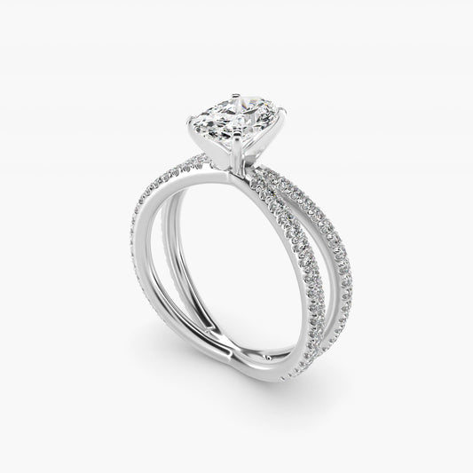 Blue Nile Studio Empress Diamond Engagement Ring in 14k White Gold (1/3 ct. tw.) - Oval Center