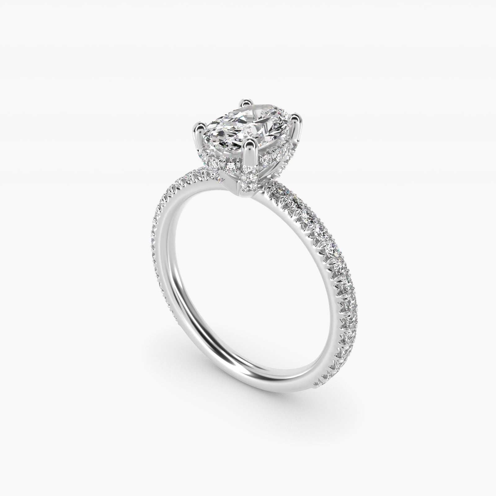 Blue Nile Studio Petite French PavŽ Crown Diamond Engagement Ring in 18k White Gold (1/3 ct. tw.) - Oval Center