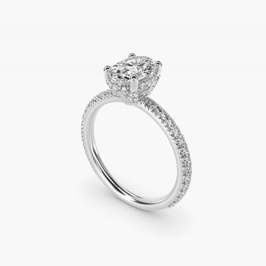 Blue Nile Studio Petite French PavŽ Crown Diamond Engagement Ring in 18k White Gold (1/3 ct. tw.) - Oval Center